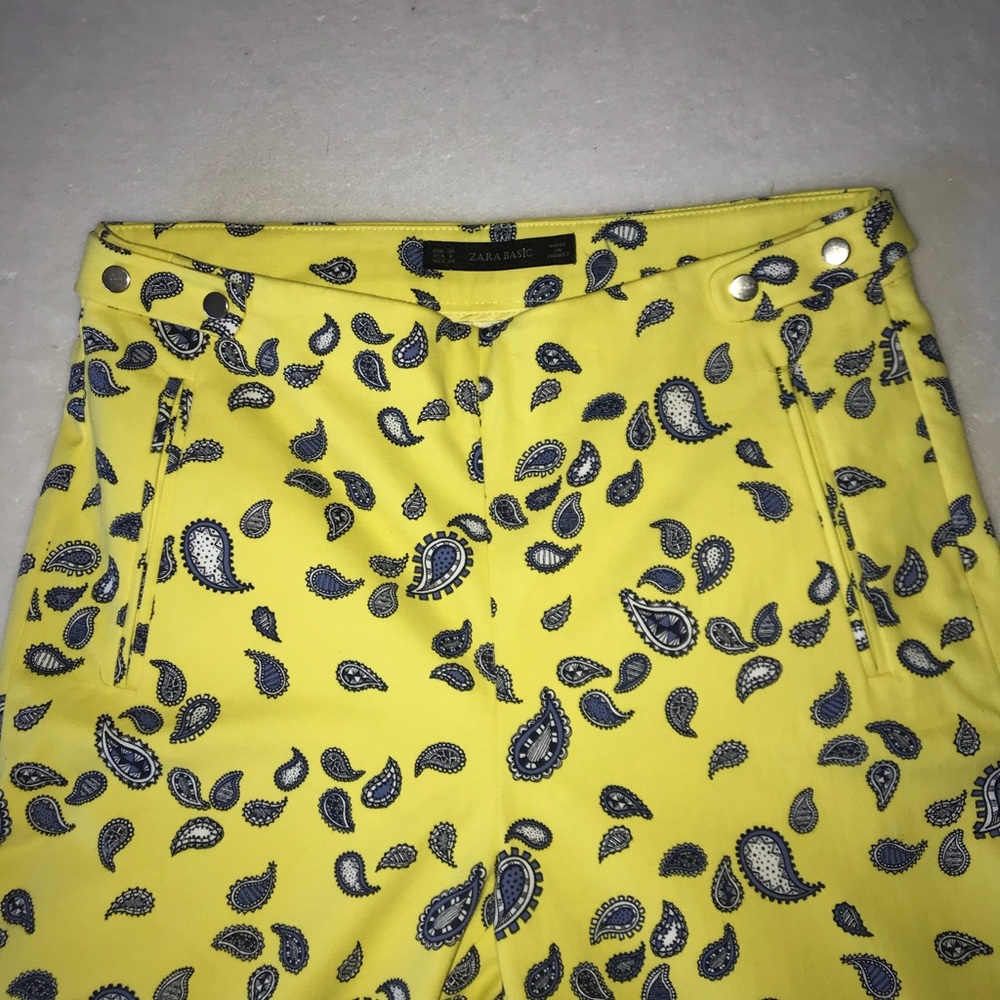 Zara Yellow Paisley Print Trousers - Picture 5 of 8